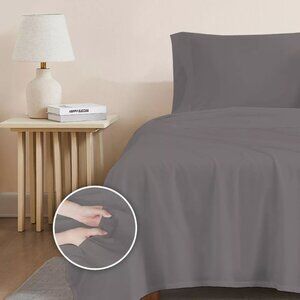 NEW Organic Cotton Deep Pocket Percale Sheet Set - GRAY- Purity Home- Twin XL